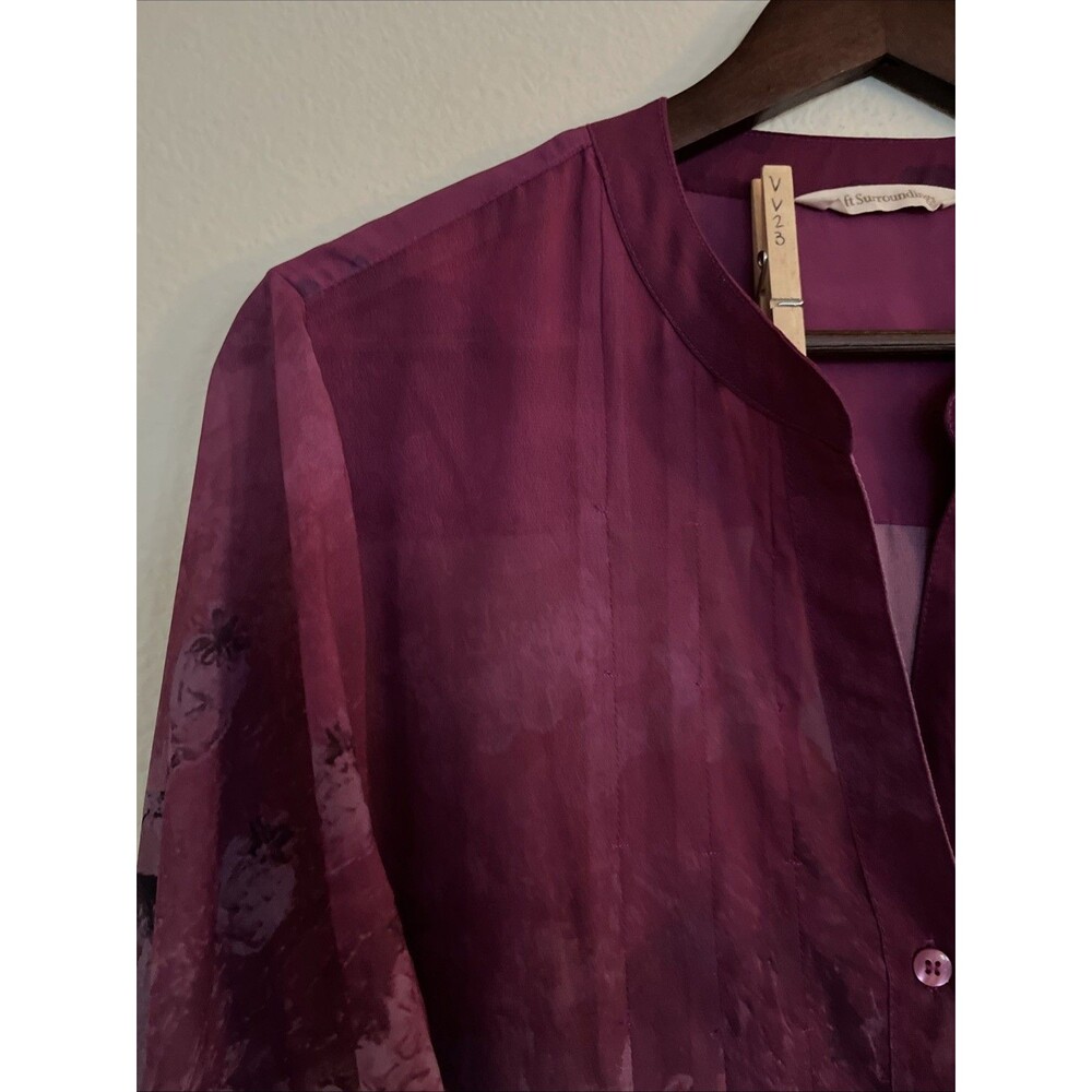 Soft Surroundings Womens Shirt Harmonia Tunic Lined Floral Button Tank Top SZ L - Picture 4 of 10